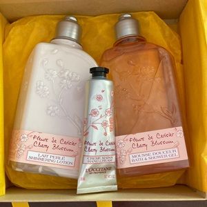 L’OCCITANE bath/hand shower gel, shimmering lotion and hand cream